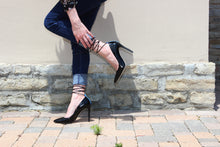 Black Saffiano Patent High Heel (100mm) modeled at Cascina Langa, Piedmont , Italy.