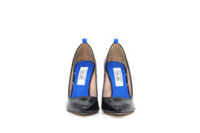 Italian Handmade Black Saffiano Patent High Heel (100mm) Front view.