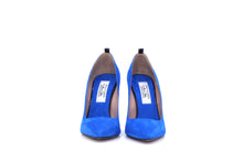 Italian Handmade Blue Suede High Heel (100mm) Front view.