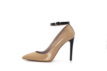 Italian Handmade Nude Napa Leather Ankle Strap High Heel (100mm) Side view.