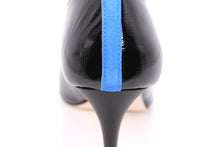 Italian Handmade Black Saffiano Patent Mid Heel (70mm) Rear detailed view.