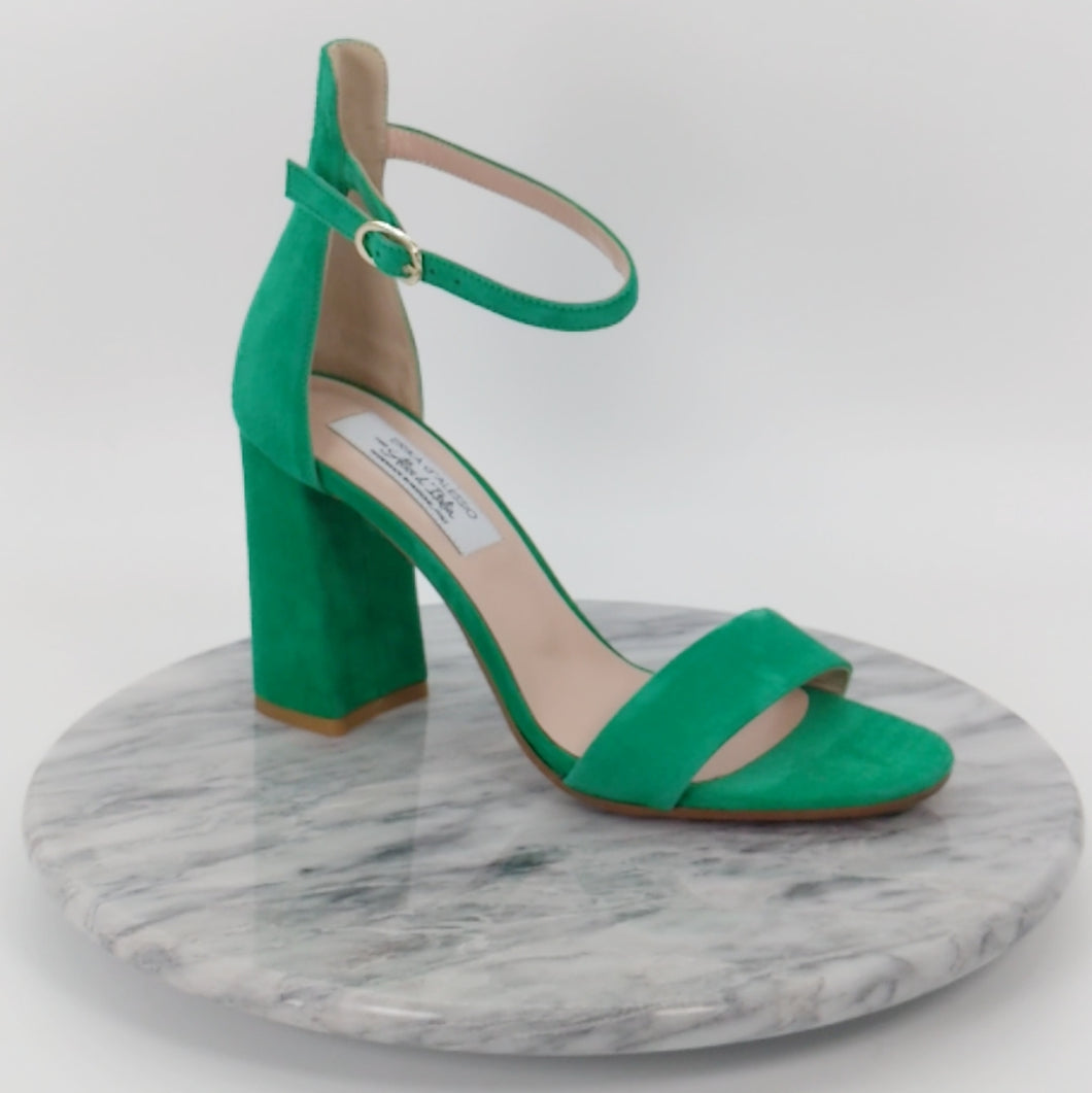 Italian Handmade Green Suede Ankle Strap Sandal (90mm)