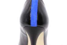 Italian Handmade Black Saffiano Patent High Heel (100mm) Rear detailed view.
