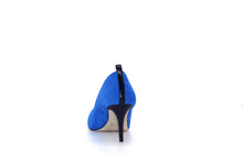 Italian Handmade Blue Suede Mid Heel (70mm) Rear view.
