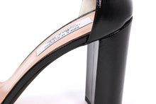 Black Saffiano Patent Leather Ankle Strap Sandal (90mm) Side view detail