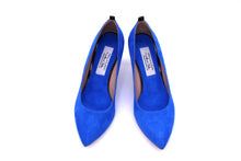 Italian Handmade Blue Suede Mid Heel (70mm) Toe shape view