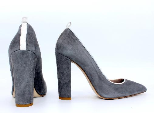 Grey block heel shoes Clearance
